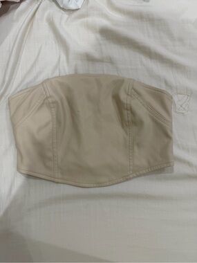 Neutral Beige Strapless Bustier Top